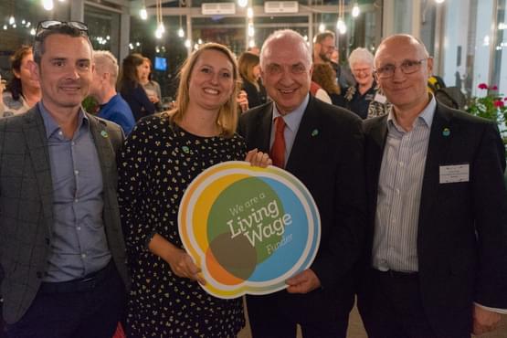 People's Health Trust CEO, John Hume and Director of the Living Wage Foundation, Katherine Chapman with guests at the 50th Living Wage Funder event