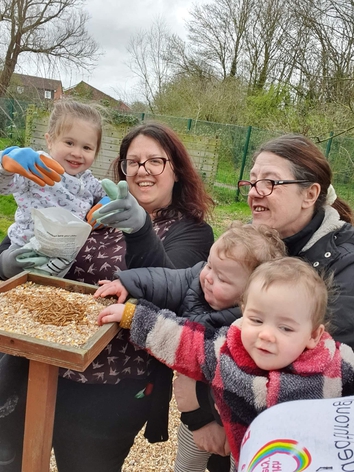 picture for projectStory: three children and two adults outside at Paston Farm