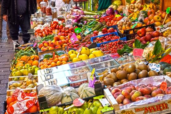 Image of market stall showing vegetables
